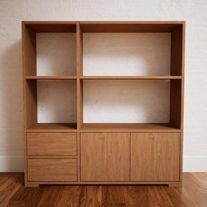 Aktenregal Eiche - Büroregal: Schubladen in Eiche & Türen in Eiche - Hochwertige Materialien - 115 x 119 x 34 cm, konfigurierbar