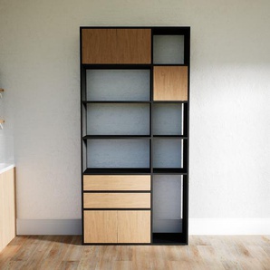 Aktenregal Eiche - Büroregal: Schubladen in Eiche & Türen in Eiche - Hochwertige Materialien - 115 x 233 x 34 cm, konfigurierbar