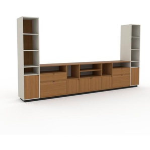 Aktenregal Eiche - Büroregal: Schubladen in Eiche & Türen in Eiche - Hochwertige Materialien - 380 x 200 x 53 cm, konfigurierbar