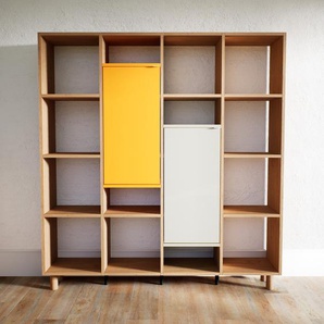 Aktenregal Eiche - Flexibles Büroregal: Türen in Taupe - Hochwertige Materialien - 156 x 168 x 34 cm, konfigurierbar