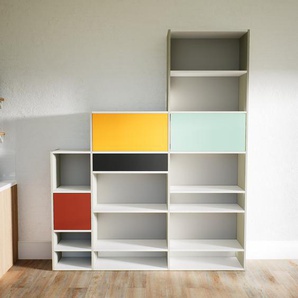 Aktenregal Hellgrau - Flexibles Büroregal: Schubladen in Terrakotta - Hochwertige Materialien - 190 x 233 x 34 cm, konfigurierbar