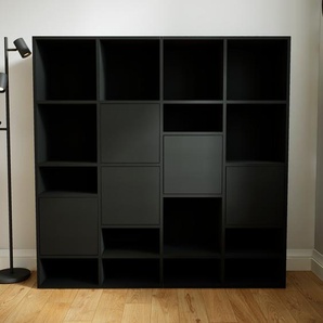 Aktenregal Schwarz - Flexibles Büroregal: Türen in Schwarz - Hochwertige Materialien - 156 x 156 x 34 cm, konfigurierbar