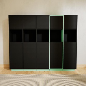 Aktenregal Schwarz - Flexibles Büroregal: Türen in Schwarz - Hochwertige Materialien - 195 x 162 x 34 cm, konfigurierbar