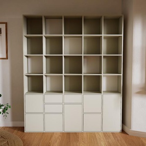 Aktenregal Taupe - Büroregal: Schubladen in Taupe & Türen in Taupe - Hochwertige Materialien - 195 x 233 x 34 cm, konfigurierbar