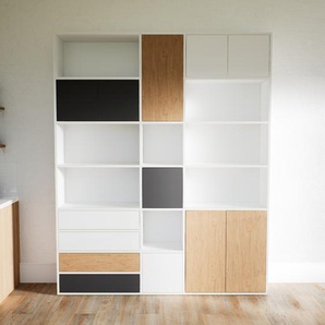 Aktenregal Weiß - Büroregal: Schubladen in Weiß & Türen in Graphitgrau - Hochwertige Materialien - 190 x 233 x 34 cm, konfigurierbar