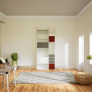 Aktenregal Weiß - Büroregal: Schubladen in Grau & Türen in Grau - Hochwertige Materialien - 115 x 272 x 34 cm, konfigurierbar