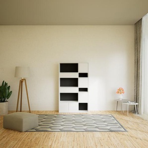 Aktenregal Weiß - Büroregal: Schubladen in Weiß & Türen in Weiß - Hochwertige Materialien - 115 x 195 x 47 cm, konfigurierbar