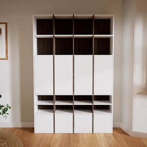 Aktenregal Weiß - Büroregal: Schubladen in Weiß & Türen in Weiß - Hochwertige Materialien - 156 x 233 x 34 cm, konfigurierbar