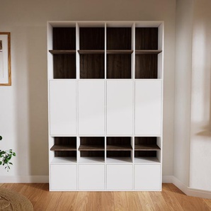 Aktenregal Weiß - Büroregal: Schubladen in Weiß & Türen in Weiß - Hochwertige Materialien - 156 x 233 x 34 cm, konfigurierbar