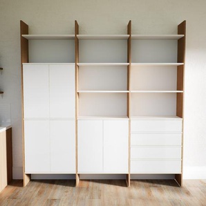 Aktenregal Weiß - Büroregal: Schubladen in Weiß & Türen in Weiß - Hochwertige Materialien - 226 x 233 x 34 cm, konfigurierbar