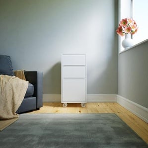 Aktenregal Weiß - Büroregal: Schubladen in Weiß & Türen in Weiß - Hochwertige Materialien - 41 x 87 x 34 cm, konfigurierbar
