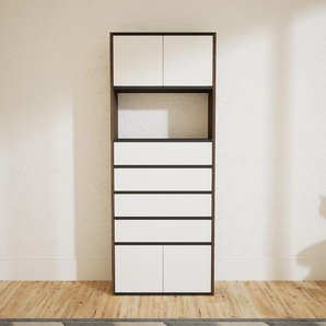 Aktenregal Weiß - Büroregal: Schubladen in Weiß & Türen in Weiß - Hochwertige Materialien - 77 x 195 x 34 cm, konfigurierbar