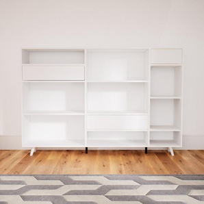 Aktenregal Weiß - Flexibles Büroregal: Schubladen in Weiß - Hochwertige Materialien - 190 x 129 x 34 cm, konfigurierbar