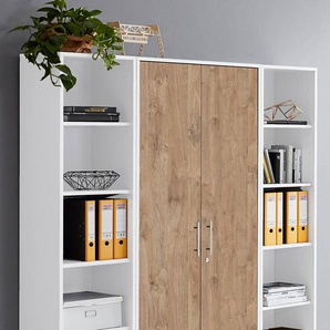 Aktenschrank 3-teilig 186cm Weiß/Eiche Sanremo Dekor/Weiß