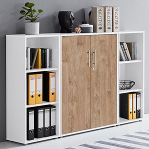 Aktenschrank 3-teilig 114cm Weiß/Eiche Sanremo Dekor/Weiß