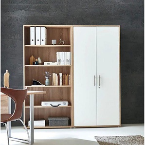 Aktenschrank II 169 x 186 x 33cm Beige/Eiche Sonoma Dekor/Weiß