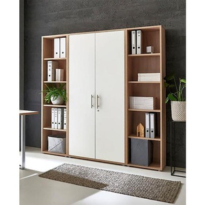 Aktenschrank III 172 x 186 x 33cm Beige/Eiche Sonoma Dekor/Weiß
