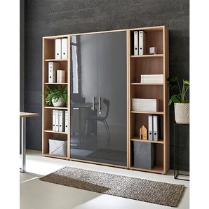 Aktenschrank III 172 x 186 x 33cm Beige/Eiche Sonoma Dekor/Hochglanz Anthrazit