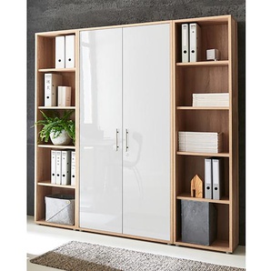 Aktenschrank III 172 x 186 x 33cm Braun/Eiche Sonoma Dekor/Hochglanz Weiß