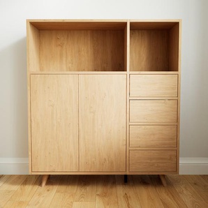 Aktenschrank Eiche - Büroschrank: Schubladen in Eiche & Türen in Eiche - Hochwertige Materialien - 115 x 129 x 34 cm, Modular