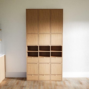 Aktenschrank Eiche - Büroschrank: Schubladen in Eiche & Türen in Eiche - Hochwertige Materialien - 118 x 233 x 34 cm, Modular