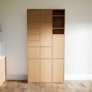 Aktenschrank Eiche - Büroschrank: Schubladen in Eiche & Türen in Eiche - Hochwertige Materialien - 118 x 234 x 34 cm, Modular