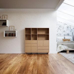 Aktenschrank Eiche - Büroschrank: Schubladen in Eiche & Türen in Eiche - Hochwertige Materialien - 154 x 168 x 34 cm, Modular