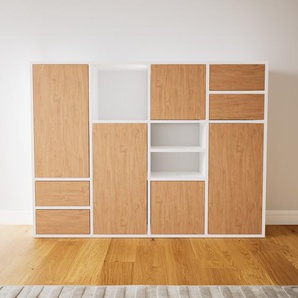 Aktenschrank Eiche - Büroschrank: Schubladen in Eiche & Türen in Eiche - Hochwertige Materialien - 156 x 118 x 34 cm, Modular