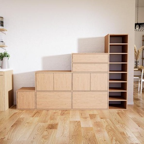 Aktenschrank Eiche - Büroschrank: Schubladen in Eiche & Türen in Eiche - Hochwertige Materialien - 228 x 156 x 47 cm, Modular