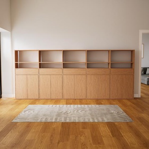 Aktenschrank Eiche - Büroschrank: Schubladen in Eiche & Türen in Eiche - Hochwertige Materialien - 375 x 156 x 34 cm, Modular