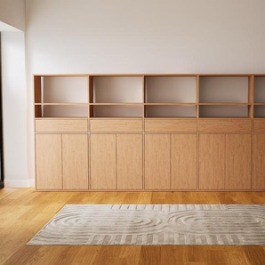 Aktenschrank Eiche - Büroschrank: Schubladen in Eiche & Türen in Eiche - Hochwertige Materialien - 375 x 156 x 34 cm, Modular