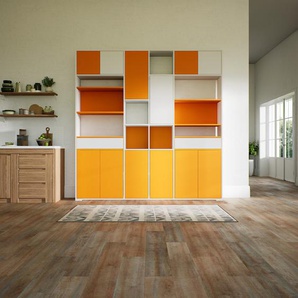 Aktenschrank Gelb - Büroschrank: Schubladen in Weiß & Türen in Gelb - Hochwertige Materialien - 228 x 234 x 34 cm, Modular