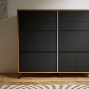 Aktenschrank Graphitgrau - Büroschrank: Schubladen in Graphitgrau & Türen in Graphitgrau - Hochwertige Materialien - 151 x 129 x 47 cm, Modular