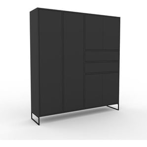 Aktenschrank Graphitgrau - Büroschrank: Schubladen in Graphitgrau & Türen in Graphitgrau - Hochwertige Materialien - 154 x 168 x 34 cm, Modular