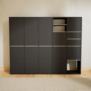 Aktenschrank Graphitgrau - Büroschrank: Schubladen in Graphitgrau & Türen in Graphitgrau - Hochwertige Materialien - 195 x 156 x 34 cm, Modular