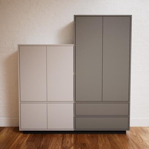 Aktenschrank Grau - Büroschrank: Schubladen in Grau & Türen in Hellgrau - Hochwertige Materialien - 151 x 162 x 34 cm, Modular