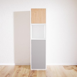 Aktenschrank Grau - Flexibler Büroschrank: Türen in Eiche - Hochwertige Materialien - 41 x 156 x 34 cm, Modular