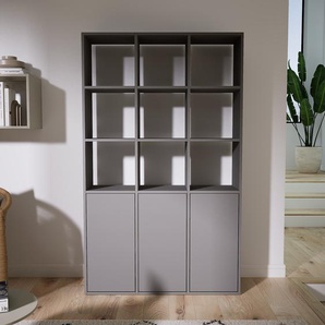 Aktenschrank Grau - Flexibler Büroschrank: Türen in Grau - Hochwertige Materialien - 118 x 195 x 34 cm, Modular
