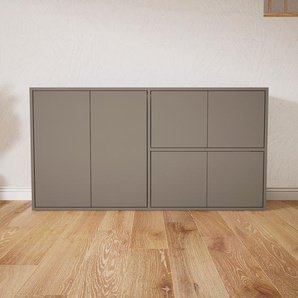 Aktenschrank Grau - Flexibler Büroschrank: Türen in Grau - Hochwertige Materialien - 151 x 79 x 34 cm, Modular