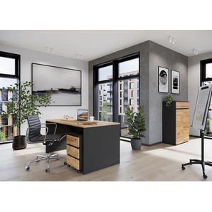 Aktenschrank GW-Lissabon II 80 x 120 x 40cm Schwarz/Braun