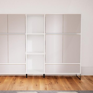 Aktenschrank Hellgrau - Büroschrank: Schubladen in Hellgrau & Türen in Hellgrau - Hochwertige Materialien - 190 x 129 x 34 cm, Modular