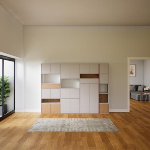 Aktenschrank Hellgrau - Büroschrank: Schubladen in Hellgrau & Türen in Hellgrau - Hochwertige Materialien - 264 x 195 x 34 cm, Modular