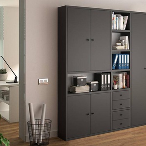 Aktenschrank-Kombination V 230 x 221 x 33cm Grau/Matt Grau