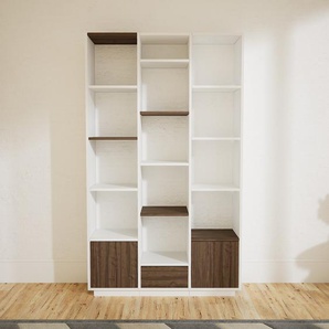 Aktenschrank Nussbaum - Büroschrank: Schubladen in Nussbaum & Türen in Nussbaum - Hochwertige Materialien - 118 x 200 x 34 cm, Modular