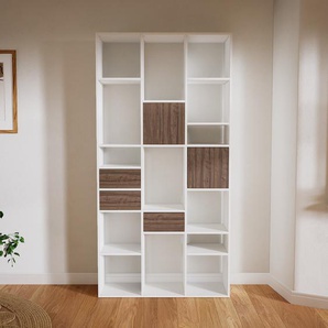 Aktenschrank Nussbaum - Büroschrank: Schubladen in Nussbaum & Türen in Nussbaum - Hochwertige Materialien - 118 x 233 x 34 cm, Modular