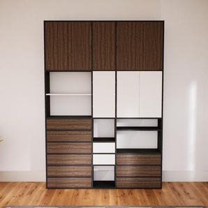 Aktenschrank Nussbaum - Büroschrank: Schubladen in Nussbaum & Türen in Nussbaum - Hochwertige Materialien - 190 x 272 x 34 cm, Modular