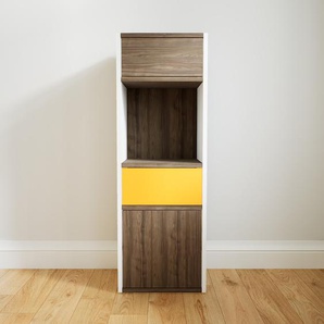 Aktenschrank Nussbaum - Büroschrank: Schubladen in Nussbaum & Türen in Nussbaum - Hochwertige Materialien - 41 x 118 x 34 cm, Modular
