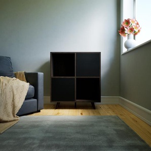 Aktenschrank Nussbaum - Flexibler Büroschrank: Türen in Schwarz - Hochwertige Materialien - 79 x 91 x 34 cm, Modular