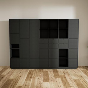 Aktenschrank Schwarz - Büroschrank: Schubladen in Schwarz & Türen in Schwarz - Hochwertige Materialien - 272 x 200 x 47 cm, Modular