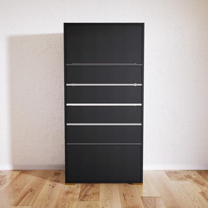 Aktenschrank Schwarz, Goldfüße - Flexibler Büroschrank: Schubladen in Schwarz - Hochwertige Materialien - 77 x 158 x 47 cm, Modular